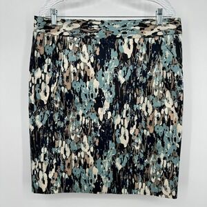 Ann Taylor Pencil Skirt Size 14 Abstract Print Career Office Pockets Lined